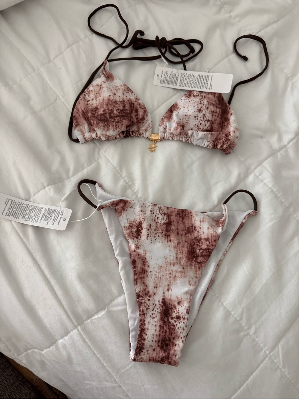 Tie-Dye Brown Triangle Bikini Set - Unbranded